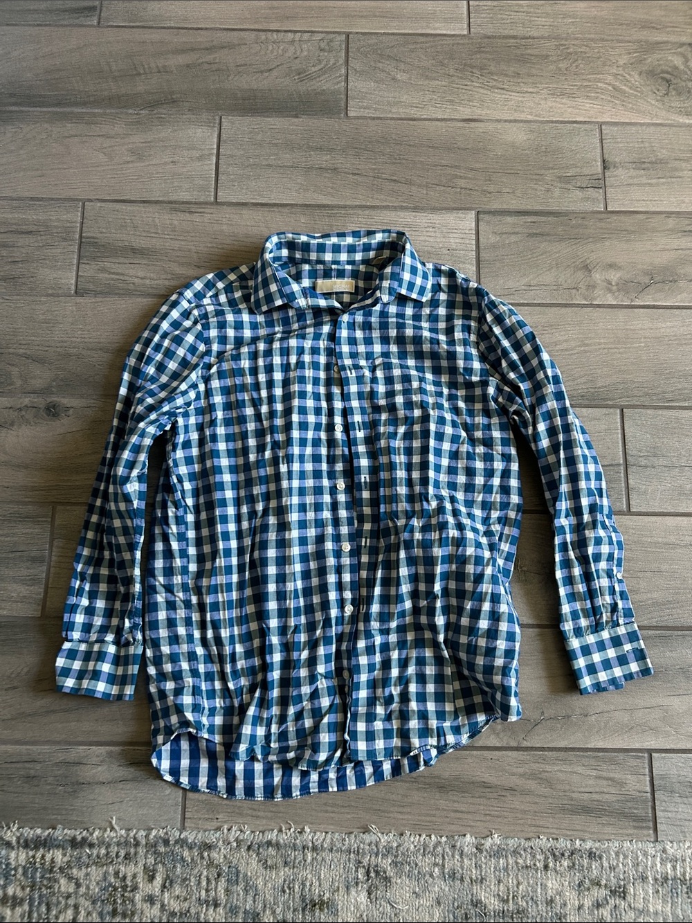 MICHAEL Michael Kors Blue and White Plaid Button-Down Shirt - Men's